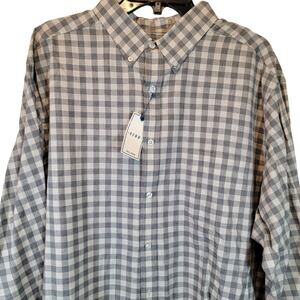 ROWM Shirt 2XT Gray White Check Plaid Long Sleeve Tall Button Cotton New NWT